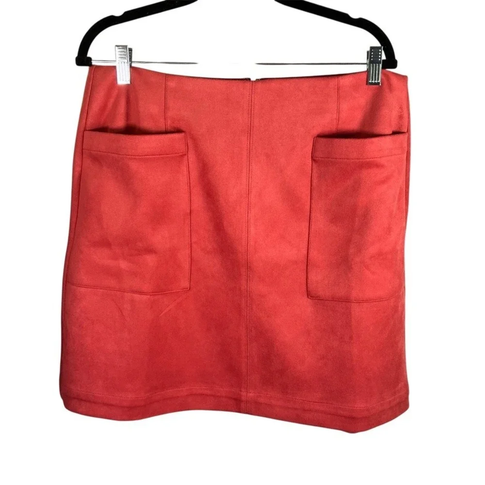 LOFT Outlet Coral Faux Suede‎ Mini Skirt Pockets Women's Size 12 New Fall
